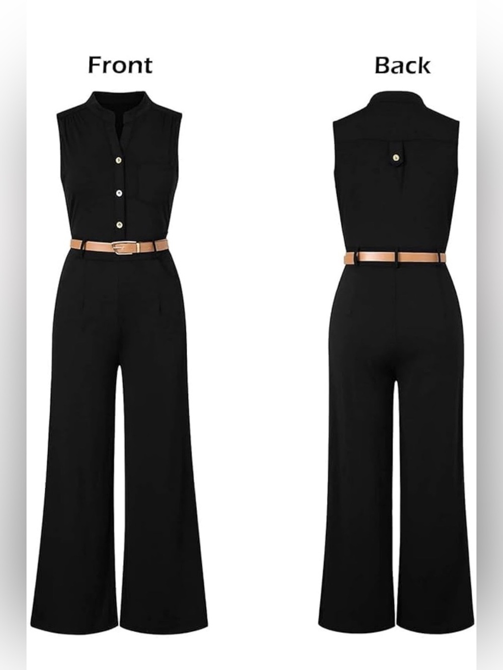Sleeveless Wide Leg Mock Neck Jumpsuit Black Women's Size XL